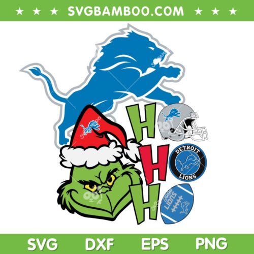 Grinch Hohoho Detroit Lions SVG, NFL Lions Football Grinch Xmas SVG PNG