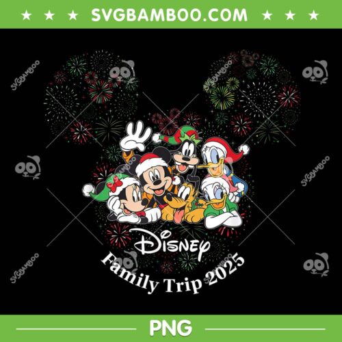 Disney Family Trip 2025 Fireworks PNG, Mickey and Friends Christmas Fireworks PNG