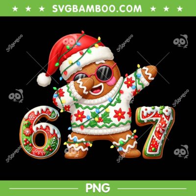 Gingerbread Dabbing 67 PNG, Six Seven Ice Cream Drip PNG