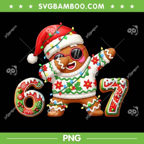 Gingerbread Dabbing 67 PNG, Six Seven Ice Cream Drip PNG