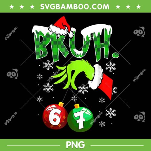 Funny Grinch Hand Bruh 6-7 PNG, Grinch Six Seven Matching Family Christmas PNG