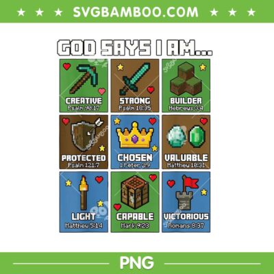 Minecraft God Says I Am PNG, Pixel Art Christian Gamer PNG