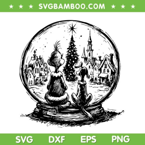 Grinch and Max Dog Christmas Ornament SVG, Grinch Whoville Silhouette SVG PNG