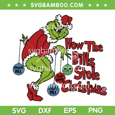 How The Bills Stole Christmas SVG, Funny Grinch Stealing Lights SVG PNG