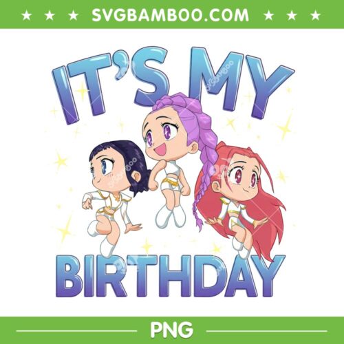 Kpop Demon Hunters It's My Birthday PNG, Huntrix Chibi Birthday Girl PNG
