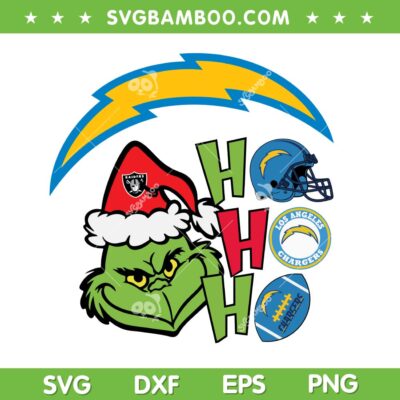 Los Angeles Chargers Grinch HoHoHo SVG, NFL Football Grinch Bundle SVG PNG Los Angeles Chargers Grinch HoHoHo SVG, NFL Football Grinch Bundle SVG PNG