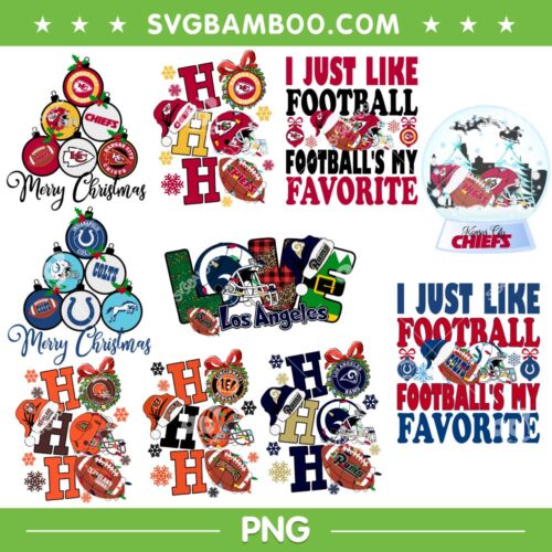 NFL Teams Hohoho Bundle PNG, Chiefs Merry Christmas PNG, Bengals Colts Ho ho ho Xmas PNG