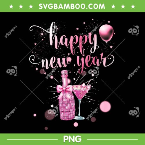 Champagne Happy New Year 2026 PNG, Pink Champagne PNG