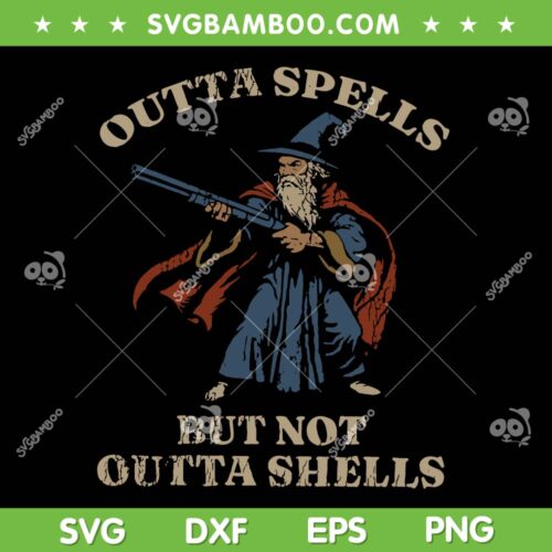 Outta Spells But Not Outta Shells SVG, Wizard Fantasy Retro SVG PNG