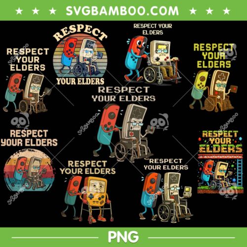Respect Your Elders Bundle PNG, Gaming Control 80s Retro PNG, Funny Old Controller Vintage