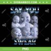 Say You Swear AI Baby PNG, Baby Holding Back Laugh Genz Meme PNG