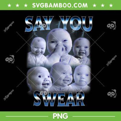 Say You Swear AI Baby PNG, Baby Holding Back Laugh Genz Meme PNG