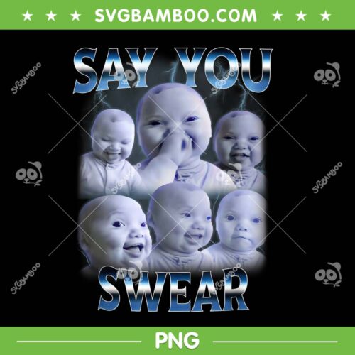 Say You Swear AI Baby PNG, Baby Holding Back Laugh Genz Meme PNG