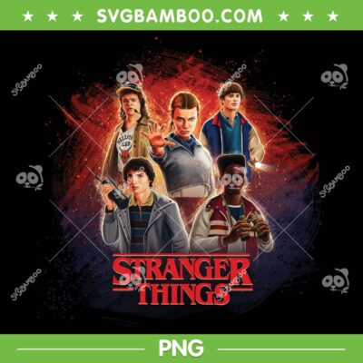 Stranger Things Ss5 Main Characters PNG, Eleven Will Mike Dustin Lucas Group PNG