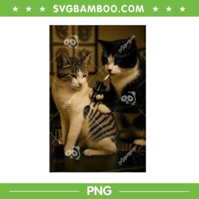 Cat Smoking Tattoo Inked Kitty PNG, Funny Cat Tattoo Meme PNG