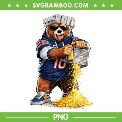 Bear with Cheese Grater PNG, Funny Bear Grater Hat and Sunglasses PNG
