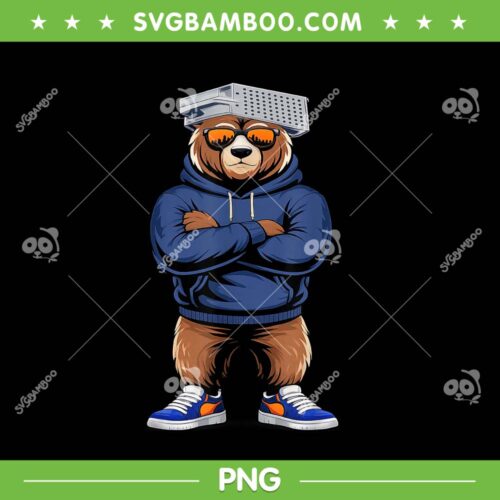 Bear with Cheese Grater PNG, Chicago Bears Hat and Sunglasses PNG