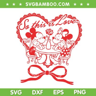 Disney Mouse Valentine SVG PNG, Mickey and Minnie Mouse in Love SVG