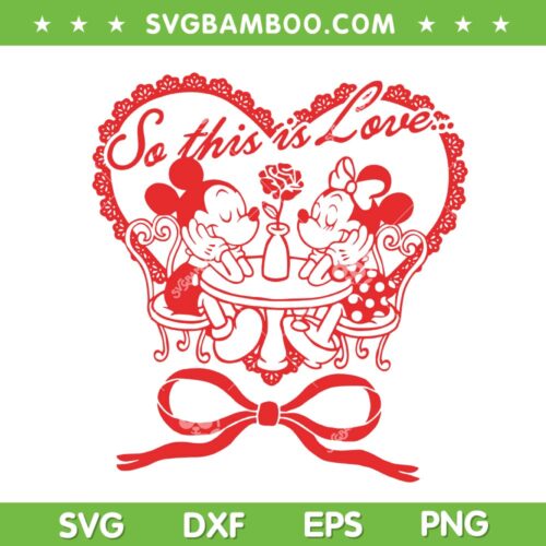 Disney Mouse Valentine SVG PNG, Mickey and Minnie Mouse in Love SVG
