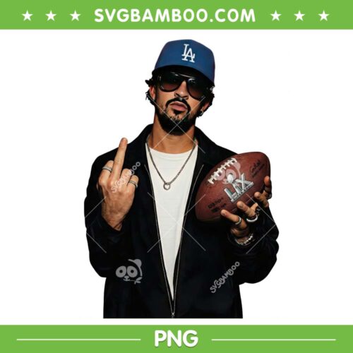 Bad Bunny Dodgers Super Bowl PNG, Benito Bowl Middle Finger PNG, Bad Bunny LA 2026