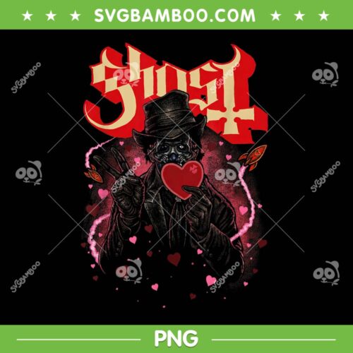 Ghost Valentine's with Rockets PNG, Ghost Band Hearts PNG