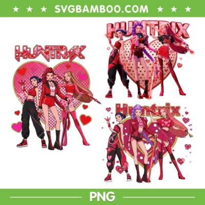 Huntrix Valentines Day Bundle PNG, Kpop Demon Hunters Heart Love PNG Huntrix Valentines Day Bundle PNG, Kpop Demon Hunters Heart Love PNG