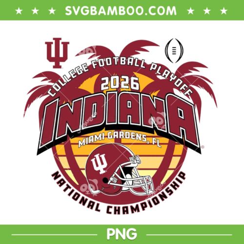 Indiana National Championship CFP 2026 PNG, Indiana Hoosiers Champions Palms Gray PNG