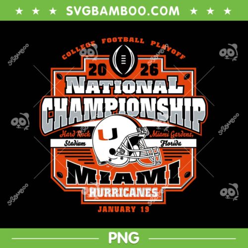 Miami Hurricanes CFP Champions 2026 PNG, National Championship Miami Hurricanes PNG