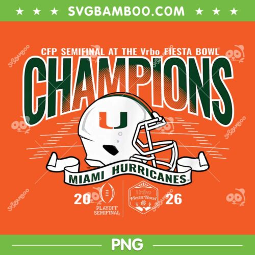 Miami Hurricanes Fiesta Bowl Champs PNG, 2026 CFP Semifinal Miami Hurricanes PNG