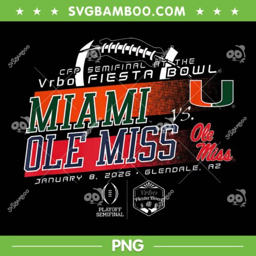 Miami Hurricanes vs Ole Miss 2026 PNG, Rebels Fiesta Bowl 2026 CFP Semifinal PNG