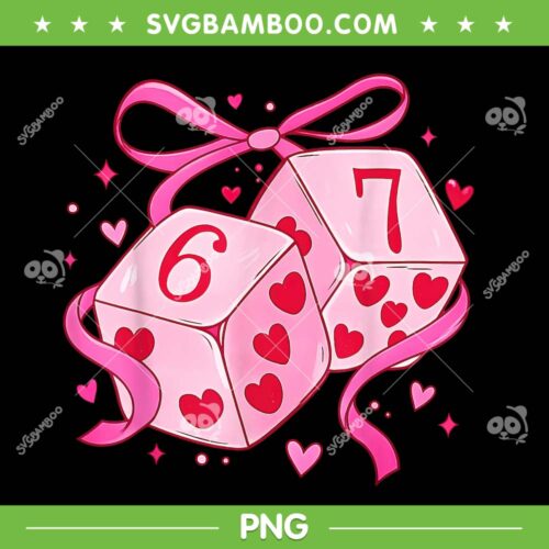 Preppy 67 Valentine PNG, Six Seven Dice 6 7 PNG