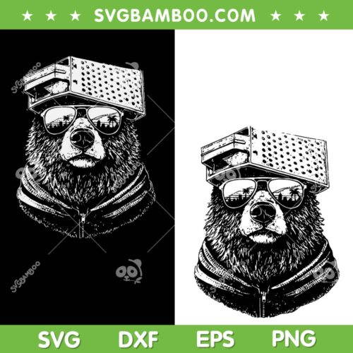Bear with Cheese Grater SVG, Retro Chicago Bears Hat and Sunglasses SVG PNG