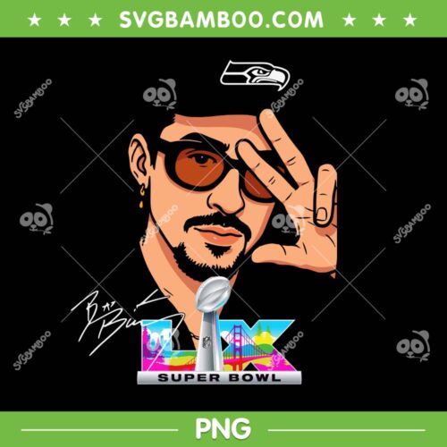 Seattle Seahawks Super Bowl PNG, Bad Bunny Seattle Seahawks PNG, Benito Bowl 2026 PNG