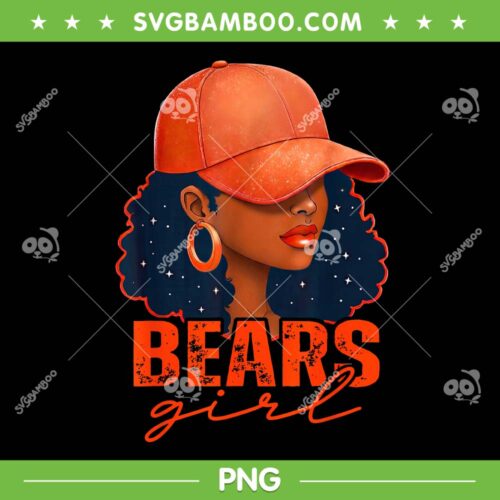 Bears Girl PNG, Black Women Chicago Bears Lover PNG