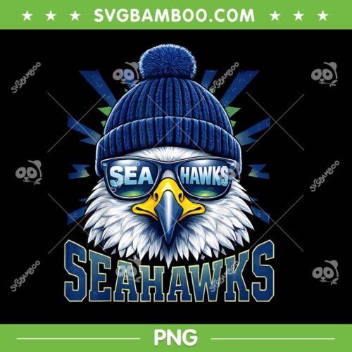 Seahawks Mascot with Sunglasses PNG, Cool Seahawk Super Bowl PNG