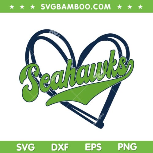 Vintage Seahawks Heart SVG, Go Seahawks Super Bowl SVG PNG, Seahawks Lover DXF SVG PNG EPS