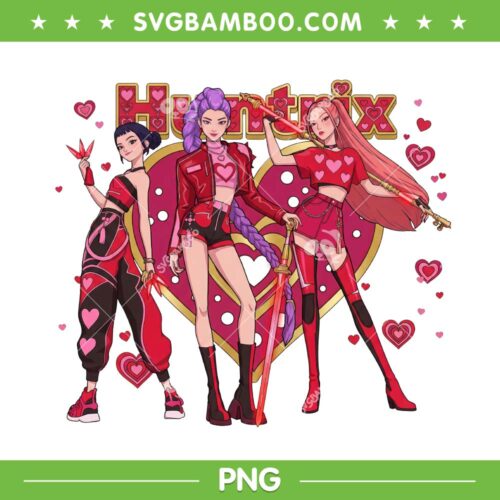 Kpop Demon Hunters Valentines 2026 PNG, Huntrix Heart Valentine's PNG