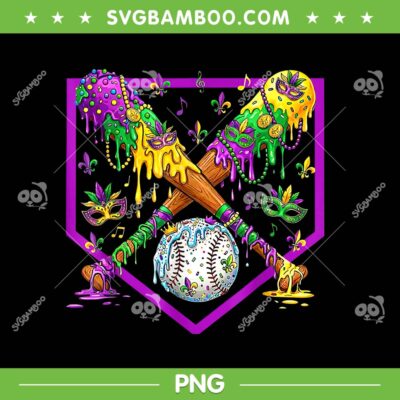 Baseball Mardi Gras PNG, Ice Cream Mardi Gras Carnival Party PNG