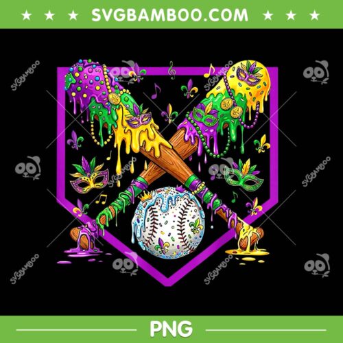 Baseball Mardi Gras PNG, Ice Cream Mardi Gras Carnival Party PNG