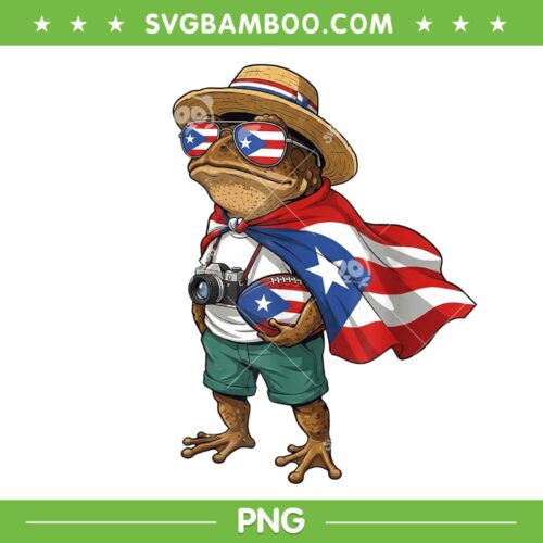 Bad Bunny Frog Puerto Rico Flag PNG, Benito Bowl Concho Frog PNG, Football Boricua