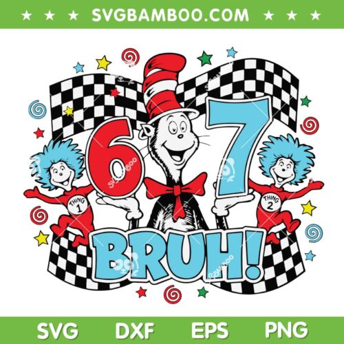 Dr Seuss 67 PNG, Cat in the Hat Six Seven PNG, Thing 1 Thing 2 67 Meme PNG
