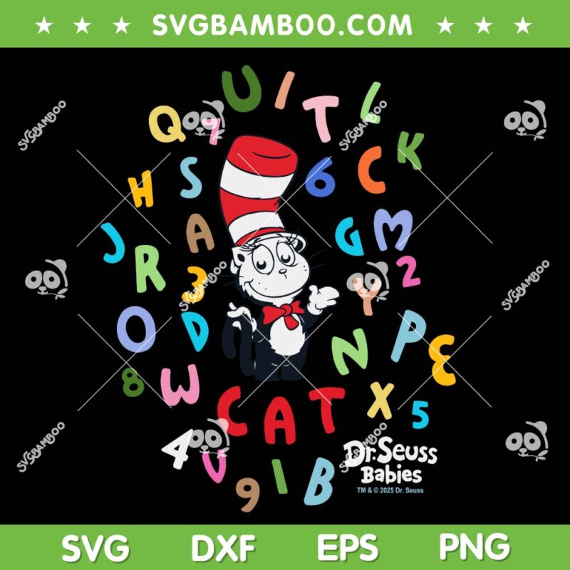 Baby Cat in The Hat SVG, Dr Seuss Cat Alphabet SVG PNG