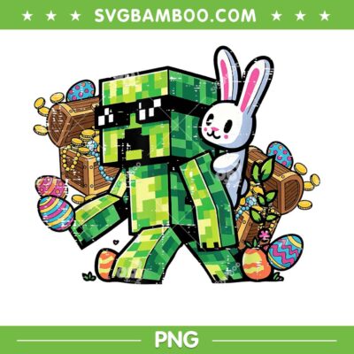 Easter Pixel Gamer PNG, Easter Minecraft Bunny Gaming PNG