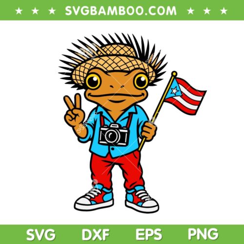 Bad Bunny Concho Frog SVG, Benito Bowl Puerto Rico Flag SVG PNG