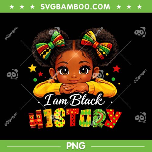 African Girl I Am Black History PNG, Kids Black History Month PNG