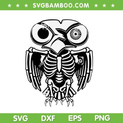 One Eyed Owl OEO Full Skeleton SVG, Skeleton Owl SVG PNG