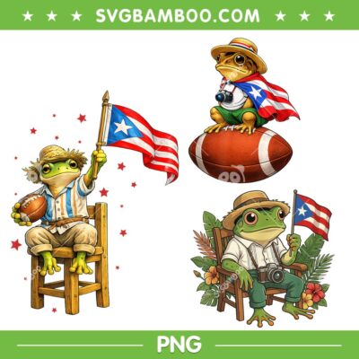 Puerto Rico Coqui Frog PNG, Funny Bad Bunny Frog PNG Bundle