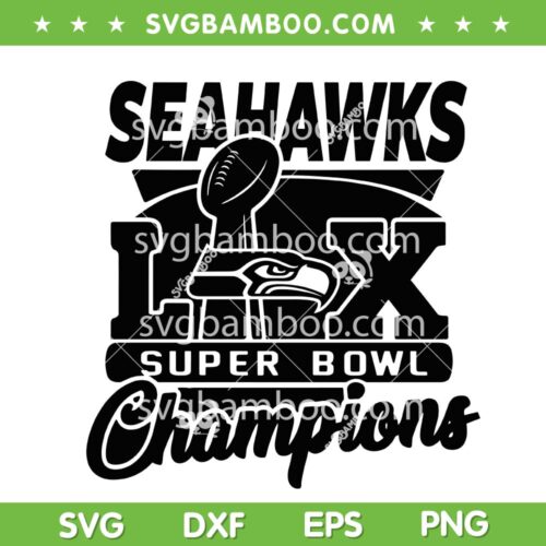 Seahawks Champions Black and White SVG, Seattle Seahawks Super Bowl Champions SVG