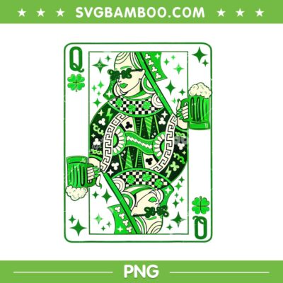 Shamrock Queen Playing Card PNG, King Queen Card Saint Patricks Day PNG