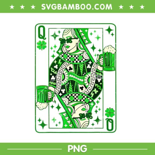 Shamrock Queen Playing Card PNG, King Queen Card Saint Patricks Day PNG